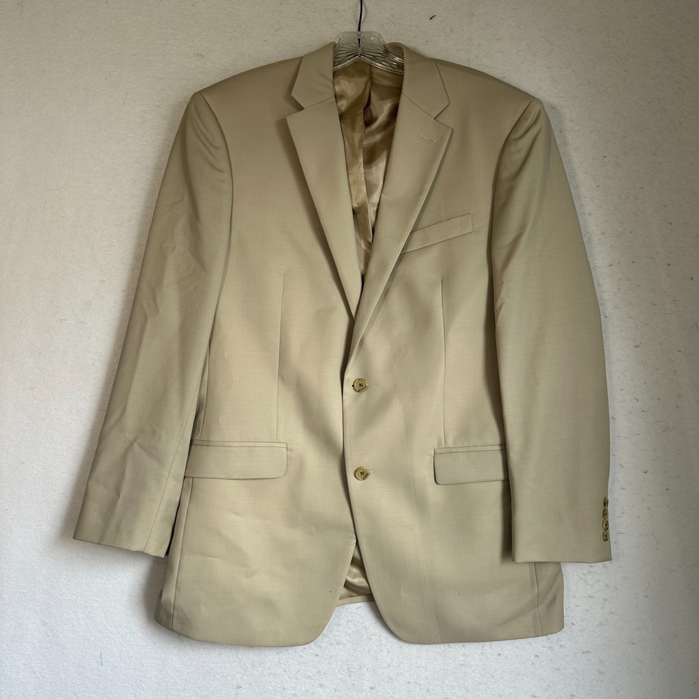 Ralph Lauren Men's 42L Long Wool Two Button Sport‎ Coat Blazer cream beige